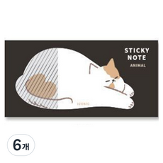 아이코닉 애니멀 점착 메모지, CAT, 40개입, 6개