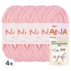 니뜨 나나 뜨개실 50g x 4p + 니팅맵 mini 세트, 4개, 06 라이트핑크