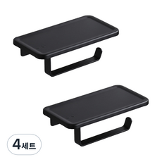 에버하우스 무타공 다용도선반 휴지걸이, 블랙, 4세트