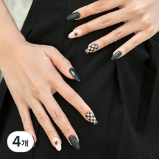 MUZ MAK 可重複使用杏仁形美甲片, 夜畫, 4個