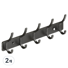 더플로우커머스 프리미엄 모던 무광 다용도 인테리어 행거 5코, 블랙, 2개