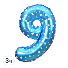 PARTY COSTUME 32吋星星數字氣球 藍色, 9, 3個