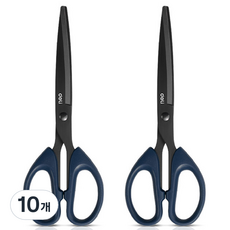 deLi 得力 多用途 雙手適用 黑色 不鏽鋼剪刀 中型 6009-S, 藍色, 10個