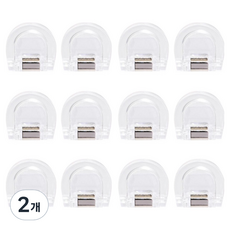 문구담 멀티 반달 클립 접이식 D형 집게 01 투명색, 2개, 12개입, 소
