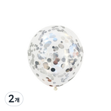 컨페티 풍선 50p, 메탈실버, 2개