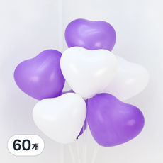 파티짱 하트풍선, 퍼플, 화이트, 60개