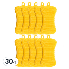 실리콘 수세미 옐로, 30개, 1개입