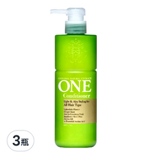ONE 輕感豐盈潤髮乳, 適用於所有髮質, 480ml, 含金盞花/有機生薑根, 3瓶