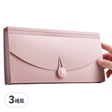 올인셀 다기능 13칸 아코디언 파일 263 x 140 mm + 스티커 세트, 핑크(파일), 3세트