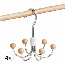 Apnalchangchang 多用途360度旋轉6孔包包掛架 帽子領帶衣架 掛衣架, 木質, 4個