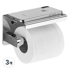 Celliving 飯店式免鑽孔全不鏽鋼衛生紙架, 銀色, 3個