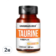 UNIQMAN 優仕曼 牛磺酸PLUS 素食膠囊 (60顆/罐) 精神旺盛 增強體力, 90g, 2罐