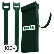 SKORA 植物用魔鬼氈束帶貼紙 深綠色 15cm, 100個