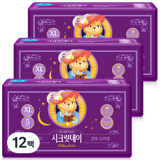 시크릿데이 샬롯 울트라 슈퍼롱 날개형 오버나이트, 패드형, 5개입, 12세트