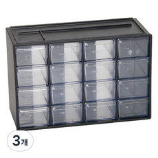 아이리스 부품 수납 정리함 PC-30, 블랙, 3개
