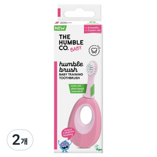 THE HUMBLE CO. Humble Brush 植物嬰兒牙刷 第1階段(6個月~2歲), 2個, 1入, 粉紅色