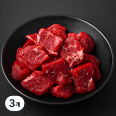 미국산 부채살 시즈닝 큐브 스테이크 (냉장), 3개, 180g