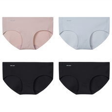ONE BOY 無尺碼無鋼圈舒適無痕內褲4件組, 黑色 + 蜜桃茶 + 柔灰藍