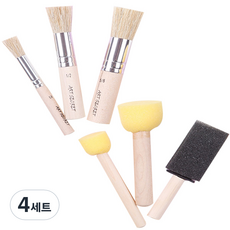 Art Secret 藝術家的秘密 2836S 豬鬃毛模板海綿刷, 6種刷具, 4套