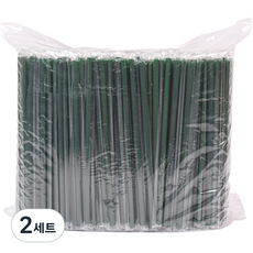 대성산업 개별포장 일자 스트로우 녹색 7 x 210mm, 500개입, 2세트 500개입, 2세트