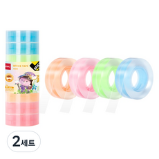 deLi 得力 彩色膠帶補充包 18mm x 28m 4款 x 2入組, 2套, 透明