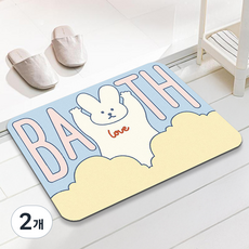 Musikine 乾爽可水洗珪藻土腳踏墊, 2個, A興奮兔子夢