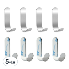 쓰리엠 강력접착 다용도 스테인레스 후크 J형 8p, 5세트