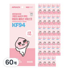카카오프렌즈 어피치 페이스 브이마스크 소형 KF94, 1개입, 60개