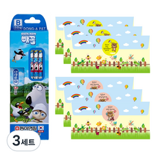 동아 빼꼼 연필 B심 30p + 선물 포장 패키지 3종 x 6p 세트, 혼합색상, 3세트