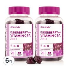엔젯오리진 엘더베리 플레이버 비타민C&D 아연, 6개, 70정