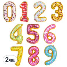 甜甜圈數字鋁箔氣球 中 10款, 數字0~9, 2套