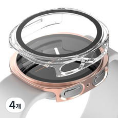 누아트 변색없는 풀커버 하드케이스, 로즈골드 + 투명, 4개