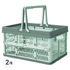 세렌틱 접이식 플라스틱 수납 박스 중형, 연두색, 2개