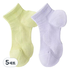 온업 여성용 러닝 스포츠 양말 2켤레 세트, 그린 + 퍼플, 5세트