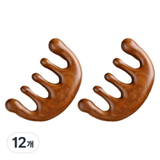 Holmes Pick 原木頭皮按摩刮痧板, 棕色, 12個