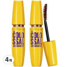 메이블린 뉴욕 콜로썰 워터프루프 마스카라 9.2ml, 리얼 브라운, 4개