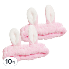 鬧騰姐妹 兔耳洗臉髮帶, 10個, 粉紅色