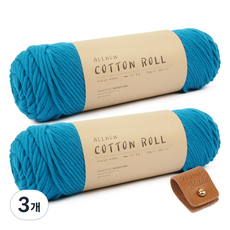 브랜드얀 올 뉴 코튼롤 뜨개실 2p + 솔트레지 + 가죽라벨, 54안드로, 3개