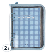 Recoz A5 許願活頁本封套 6孔手帳, 03 藍色格紋, 2個
