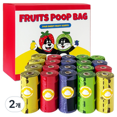 붐붐포 강아지 대용량 과일 풉백 산화생분해 향기나는 배변봉투 리필 세트, 옐로우, 레드, 퍼플, 그린, 2개, 300개입