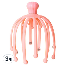 유자마켓 문어발 19발 머리 맛사지기, 3개, 핑크