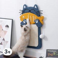 딩동펫 고양이 생선냥이 벽걸이 스크래쳐, 혼합색상, 3개