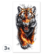 gelluna 男用逼真猛獸老虎手臂指甲花紋身刺青貼紙, T-200, 3個