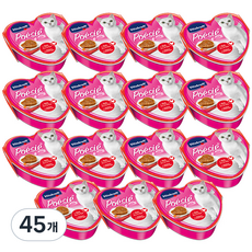 비타크래프트 고양이 포에시 하트 주식캔 젤리, 혼합맛(치킨/캣그라스), 85g, 45개
