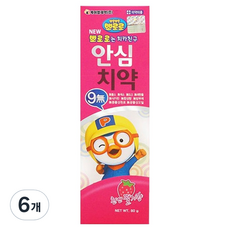 케이엠제약 뽀로로 안심 키즈치약 천연딸기향, 80g, 6개