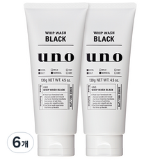 uno 男士炭粉淨油泡沫洗面乳, 130g, 6條