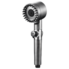 收納部屋 可調水流增壓花灑, 1個, 灰黑色