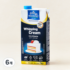 올덴버거 휘핑크림, 1L, 6개