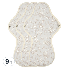 WIZLLY 布衛生棉 灰色花朵, 1入, 9個, 夜用加長型