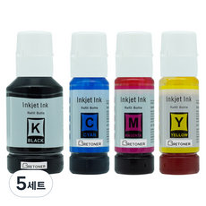 그래토너 엡손 001 T03Y 호환 무한 리필 잉크 4색 세트, 검정, 파랑, 빨강, 노랑, 5세트